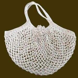 Handmade Brand New Crochet Market Tote Bag OS Cream Confetti Reusable Grocery